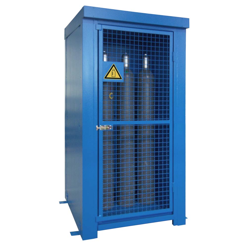 Gasflaschenlager für 6 Gasflaschen à Ø 220 mm, F90 Ausführung zur direkten Aufstellung an Gebäuden