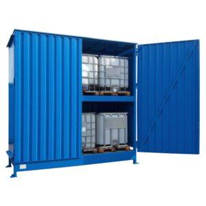 Gefahrstoff-Regalcontainer zur Lagerung im Freien, für 6 x 1000 l IBC, 3500x1450x3660mm