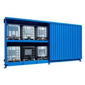 Gefahrstoff-Regalcontainer zur Lagerung im Freien, für 12 x 1000 l IBC, 7060x1530x3660mm
