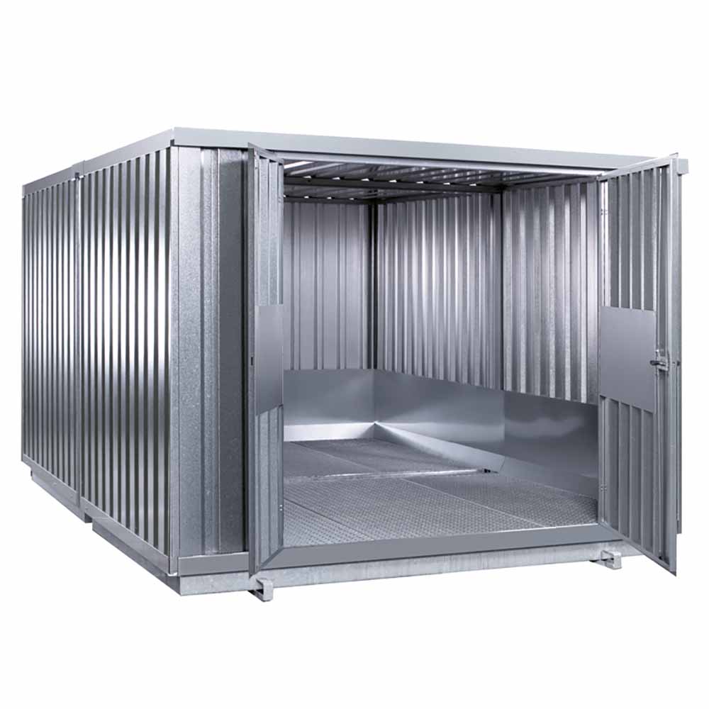 Gefahrstoffcontainer SMC32, Auffangvolumen 2 x 1000 l, verzinkt und montiert