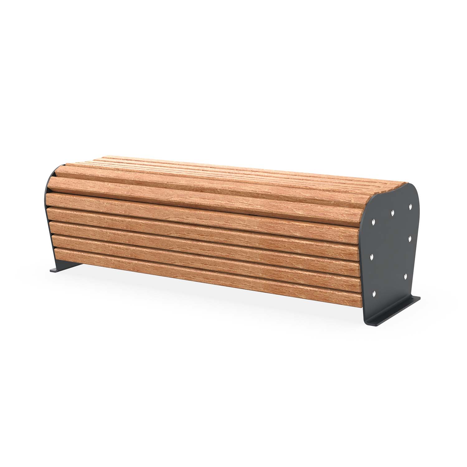 Hockerbank ErgoSeat, Sitzfläche aus Holz, farbbeschichteter Stahl, 3-Sitzer