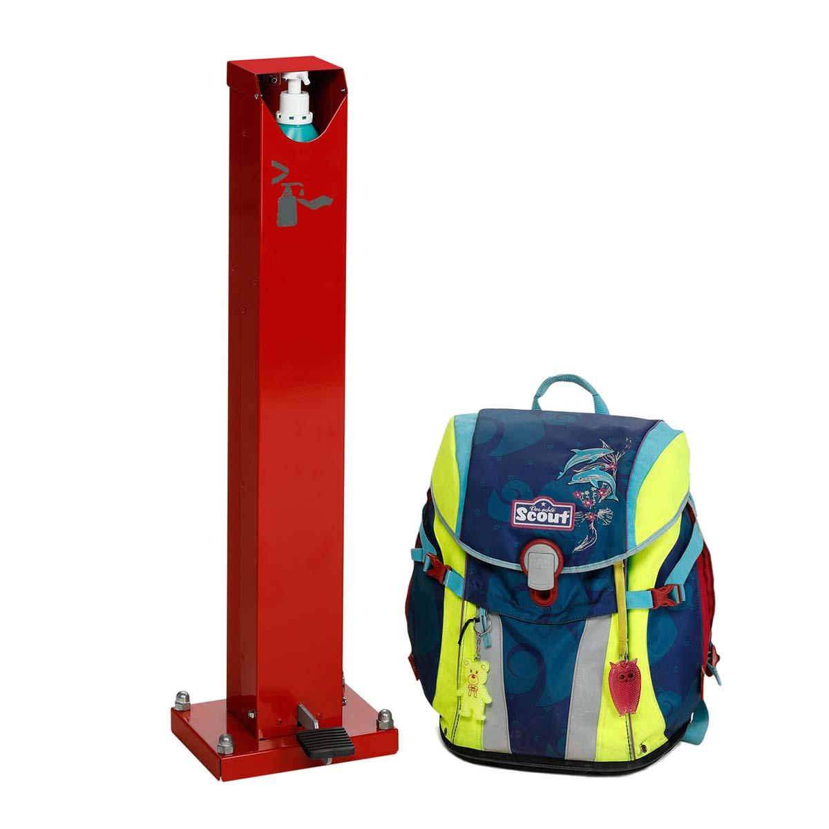 Handdesinfektionsmittelspender aus Stahl für 500 ml Euroflaschen, geringe Höhe, mit Pedal Desinfektionsmittelspender Produktbild Handdesinfektionsmittelspender aus Stahl für 500 ml Euroflaschen, geringe Höhe, mit Pedal