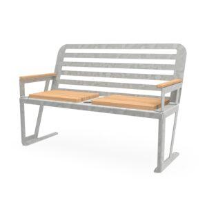 Waldsofa aus Stahl, verzinkt und farbbeschichtet, mit Holzauflagen aus Bangkirai Premium, Breite 1500 mm, stufenlos drehbar Parkbank Produktbild HOLIDAY Parkbank mit Getränkehalter und Armlehnen, Sitzflächen aus Douglasienholz