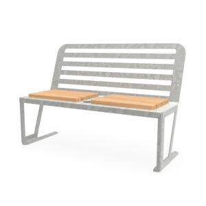 Parkbank EASY aus Stahl, Sitz und Rückenlehne aus Lochblech, Viersitzer EASY Sitzgruppe Produktbild HOLIDAY Parkbank mit Getränkehalter, Sitzflächen aus Douglasienholz