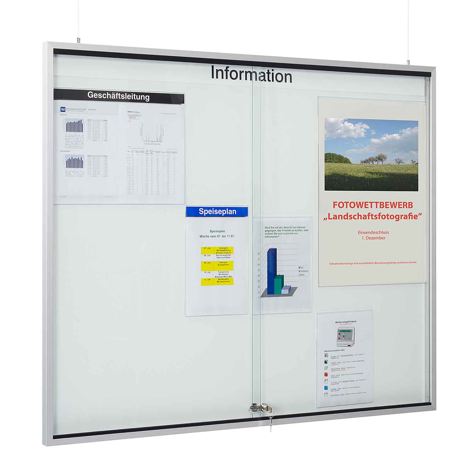Infotafel SuperSTAR aus Aluminium mit abschließbaren Glastüren