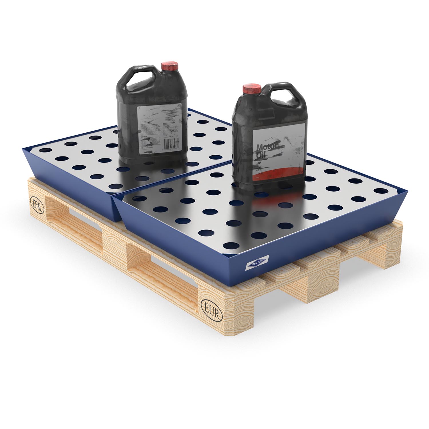 Kleingebindewanne hazSAFE aus Stahl mit verzinktem Lochblech, Auffangvolumen 55 l