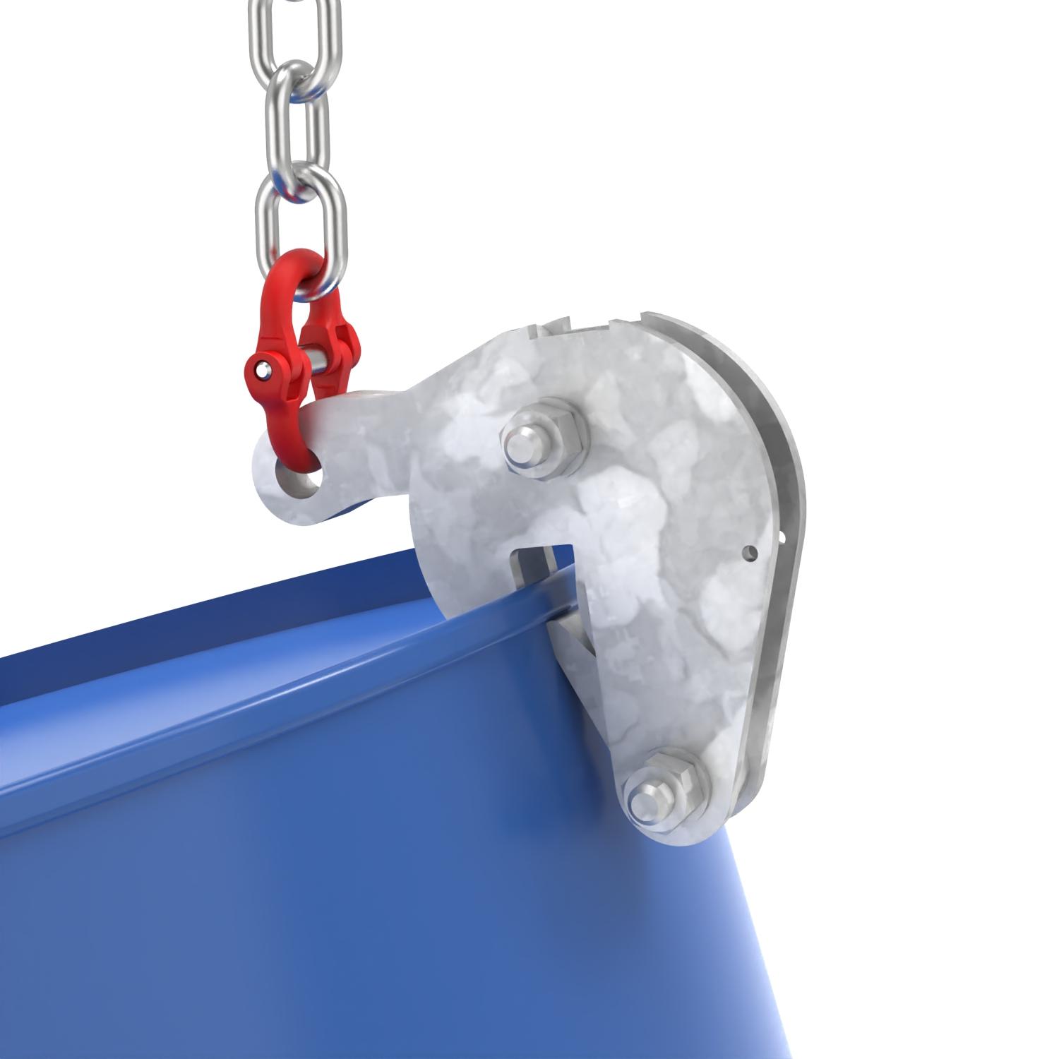 Fassklemme, verzinkt, mit Schäkel und Kettengehänge