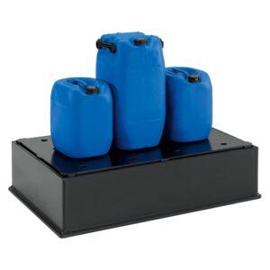 Auffangwanne aus Kunststoff (PE-HD) mit Stellebene, Inhalt 225 l, für 8 x 30 l, 6 x 60 l oder 2 x 200 l Fässer