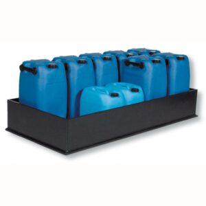 Auffangwanne aus Kunststoff (PE-HD), Auffangvolumen 225 l, für 12 x 30 l, 10 x 60 l oder 3 x 200 l Fässer