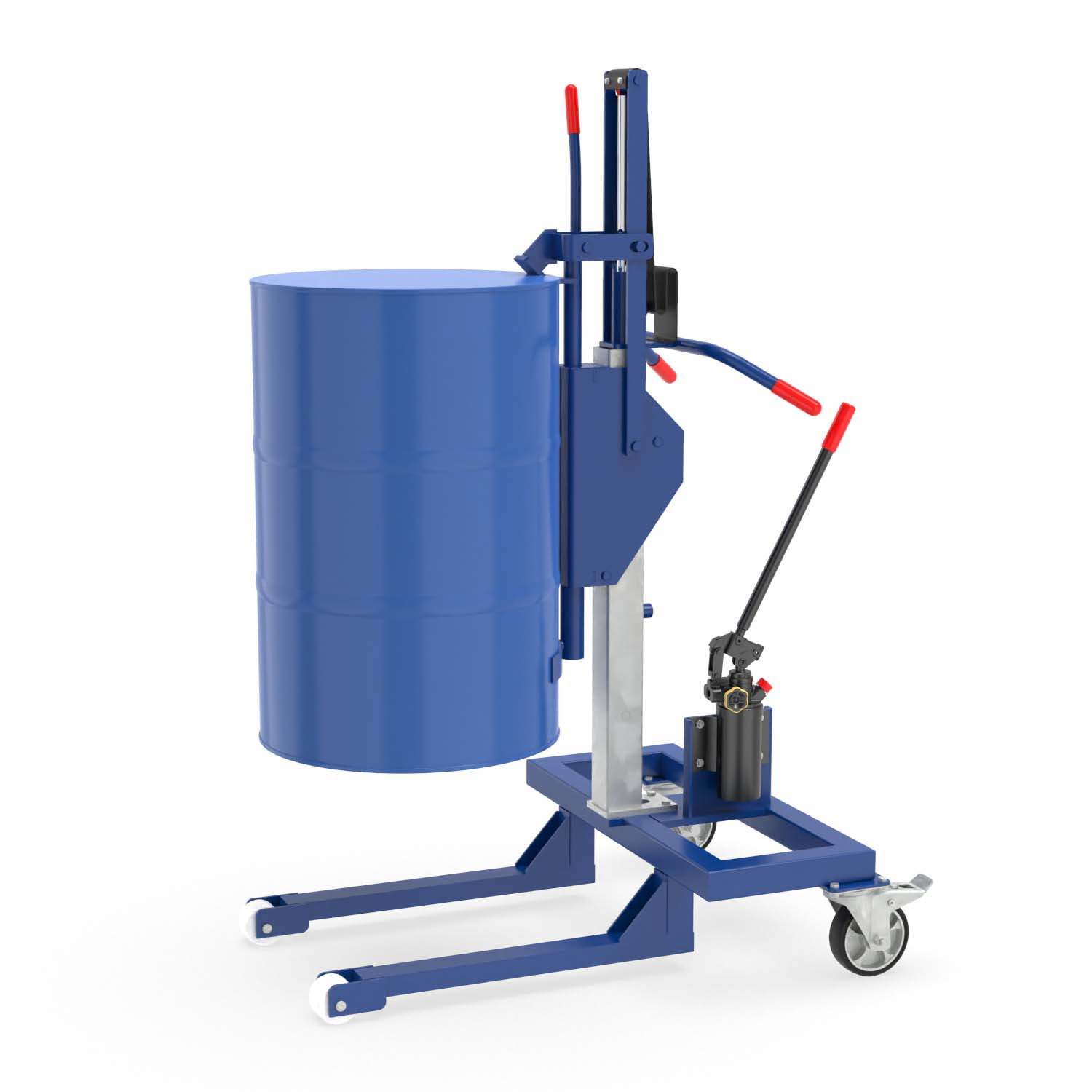 Fassheber für 200 l Fass, schmales Einfahrwerk für Europaletten, Hub 550 mm, Traglast 300 kg