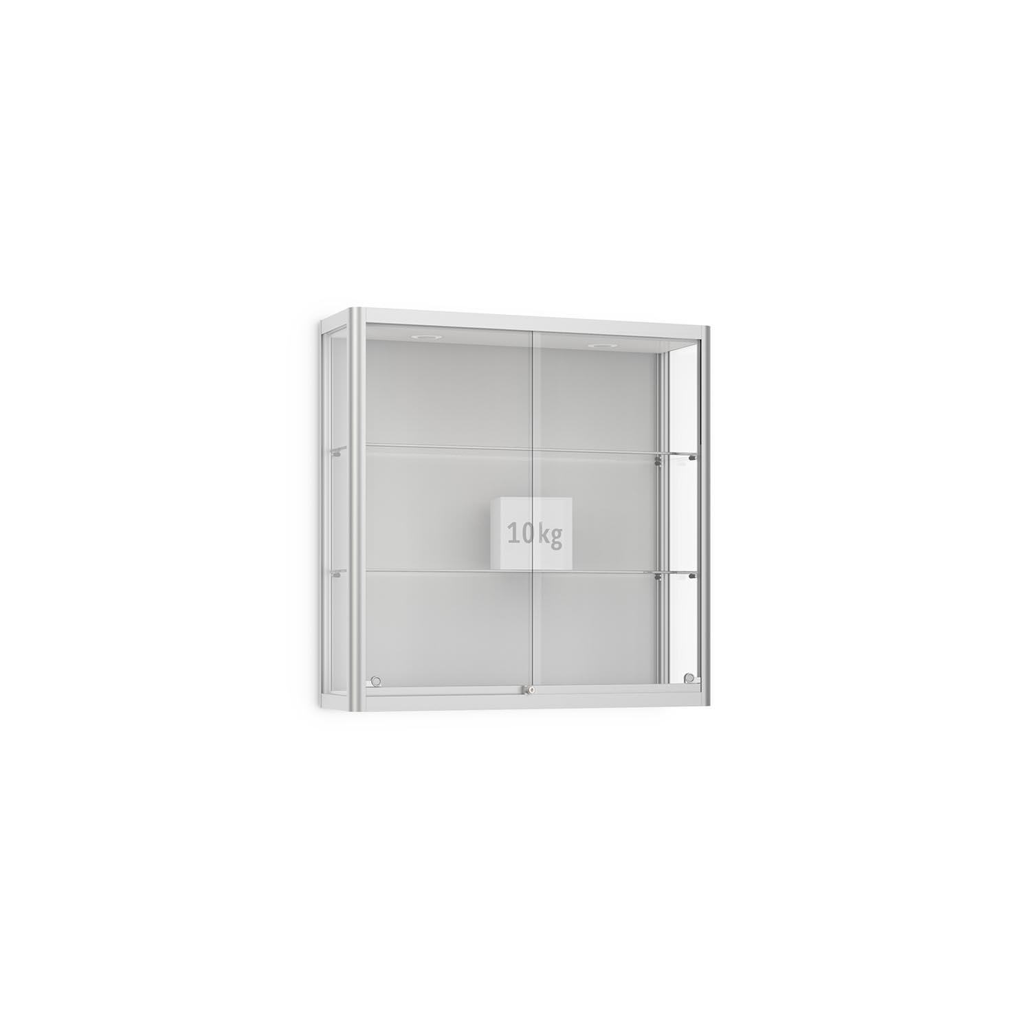 Vitrine LUX aus Aluminium mit integrierter LED-Beleuchtung, Scheiben aus ESG