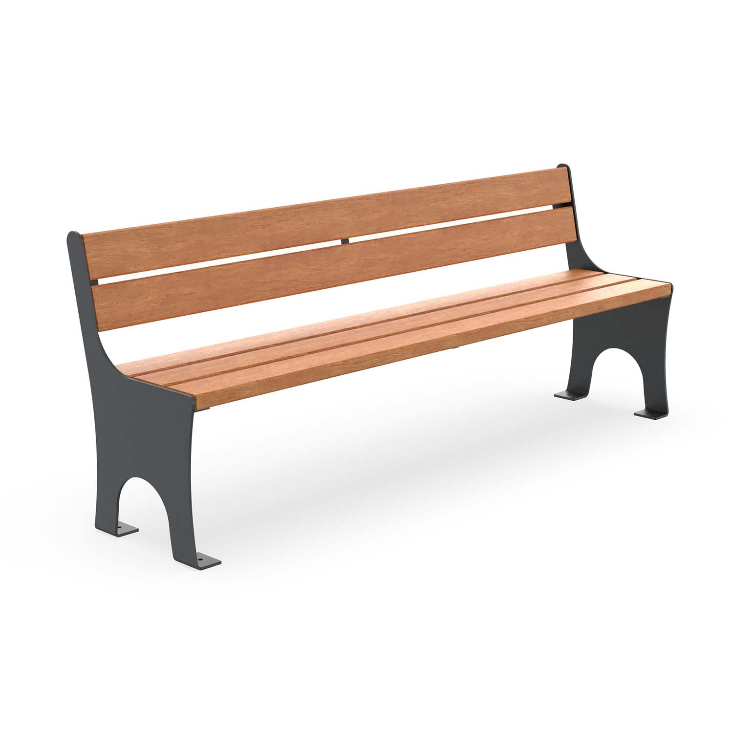 Parkbank CERANA, Flachstahl, Sitzfläche und Rückenlehne aus Holz, farbbeschichtet, 4-Sitzer