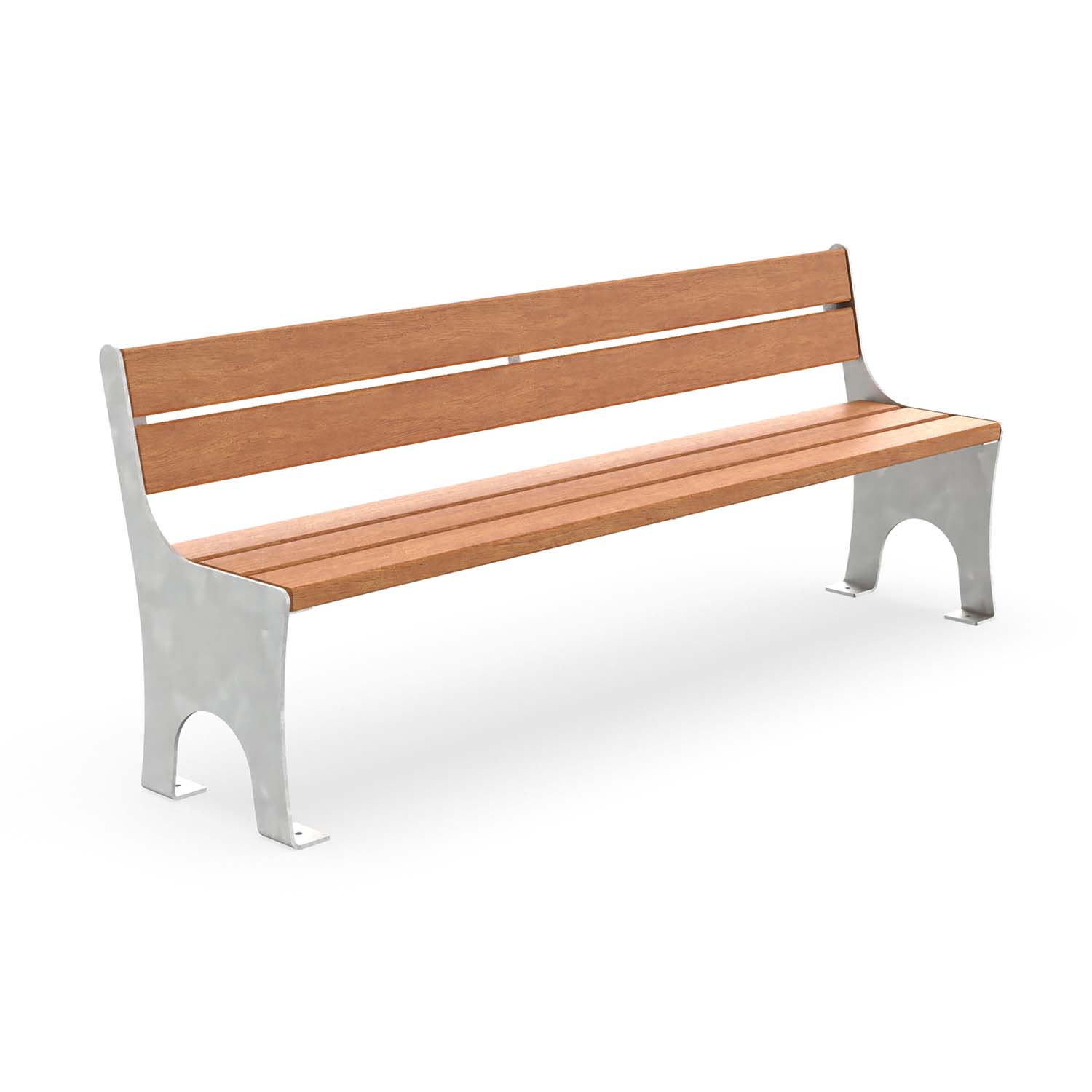 Parkbank CERANA, Flachstahl, Sitzfläche und Rückenlehne aus Holz, verzinkt, 4-Sitzer