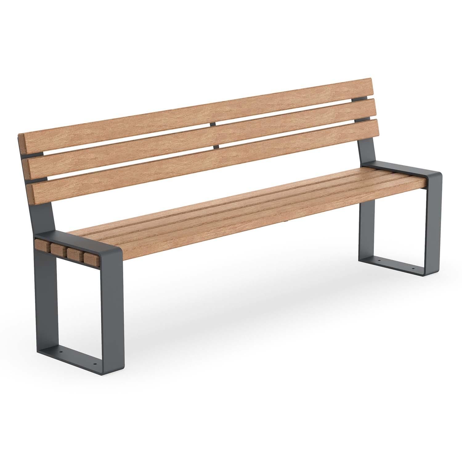 Parkbank CONSOLA, Flachstahl, Sitzfläche und Rückenlehne aus Holz, farbbeschichtet, 4-Sitzer