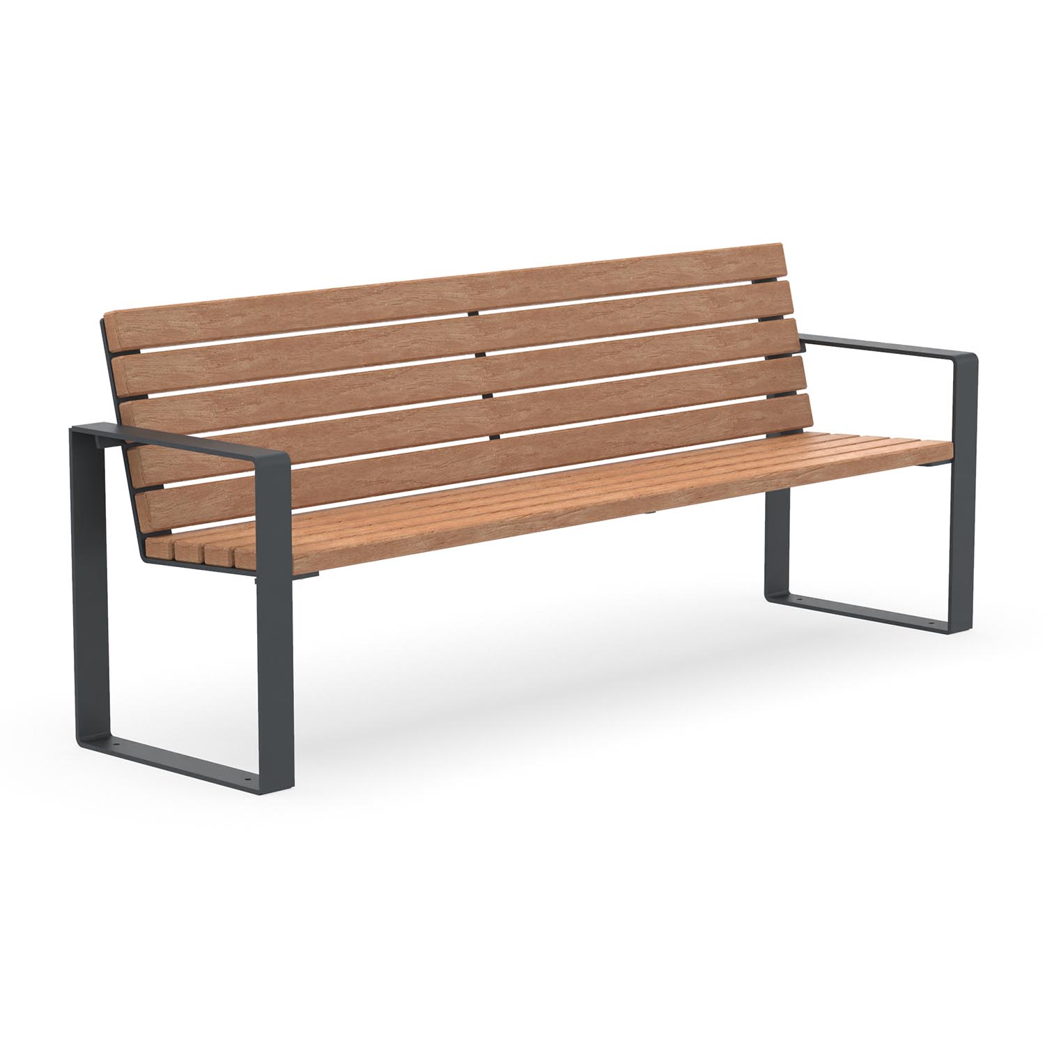 Parkbank CUBIC aus Flachstahl, Sitzfläche aus Holz, farbbeschichteter Stahl, 4-Sitzer