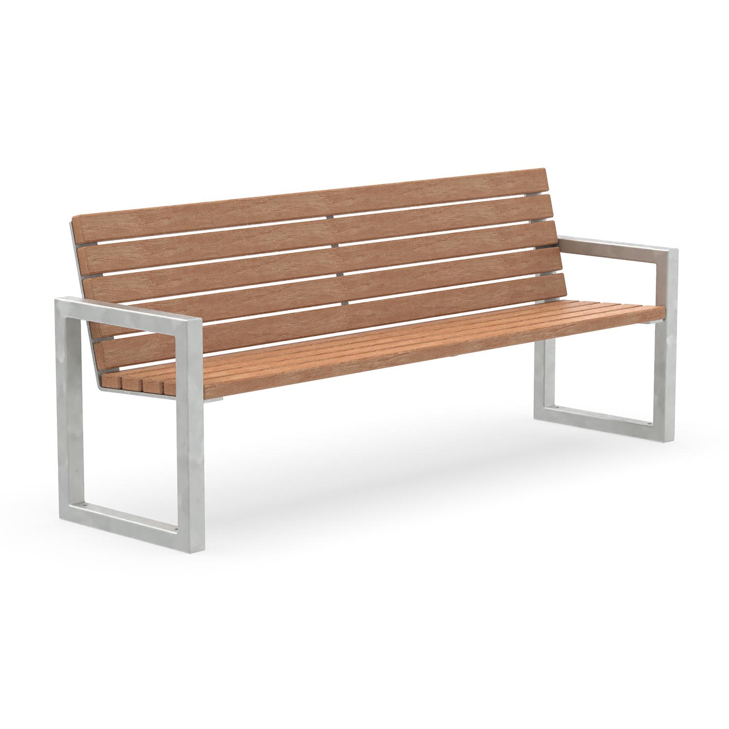 Parkbank CUBIC aus Vierkantrohr, Sitzfläche aus Holz, verzinkter Stahl, 4-Sitzer