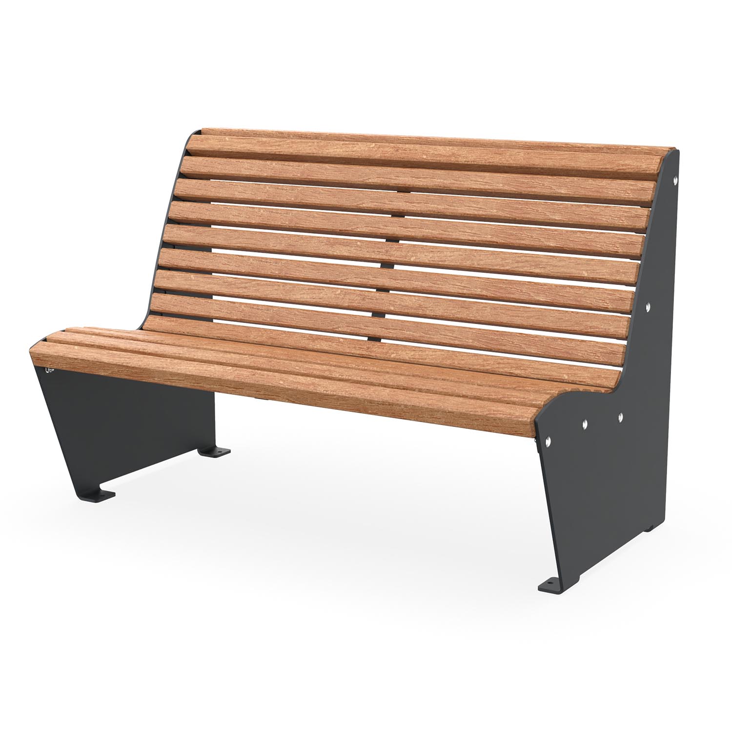Parkbank ErgoSeat, Sitzfläche aus Holz, farbbeschichteter Stahl, 3-Sitzer