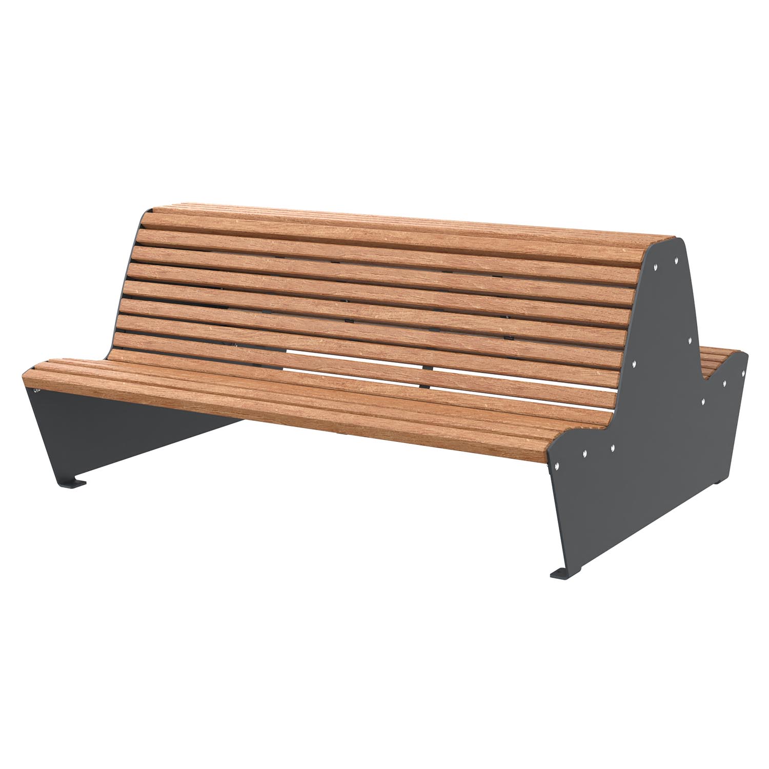 Parkbank ErgoSeat, Sitzfläche aus Holz, farbbeschichteter Stahl, 8-Sitzer, doppelseitig