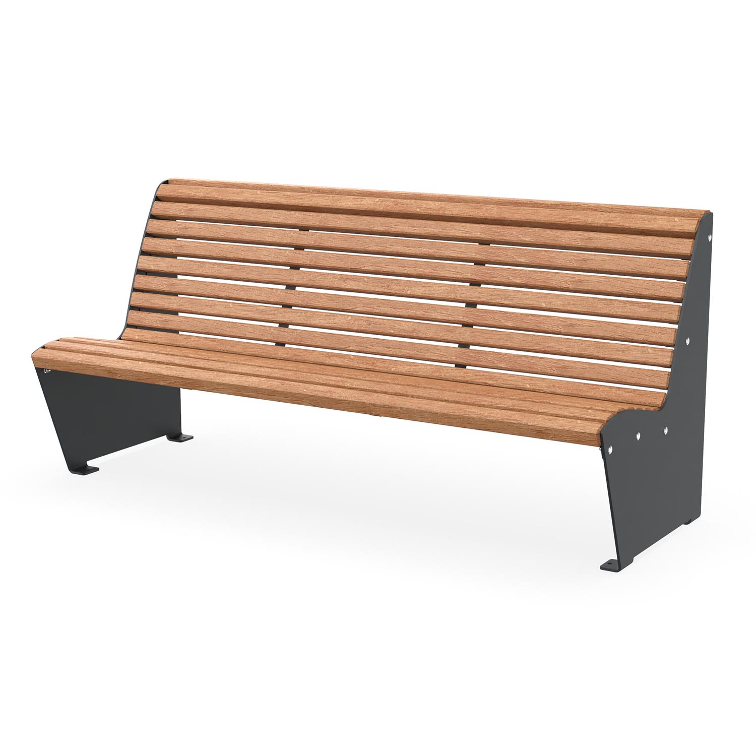 Parkbank ErgoSeat, Sitzfläche aus Holz, farbbeschichteter Stahl, 4-Sitzer