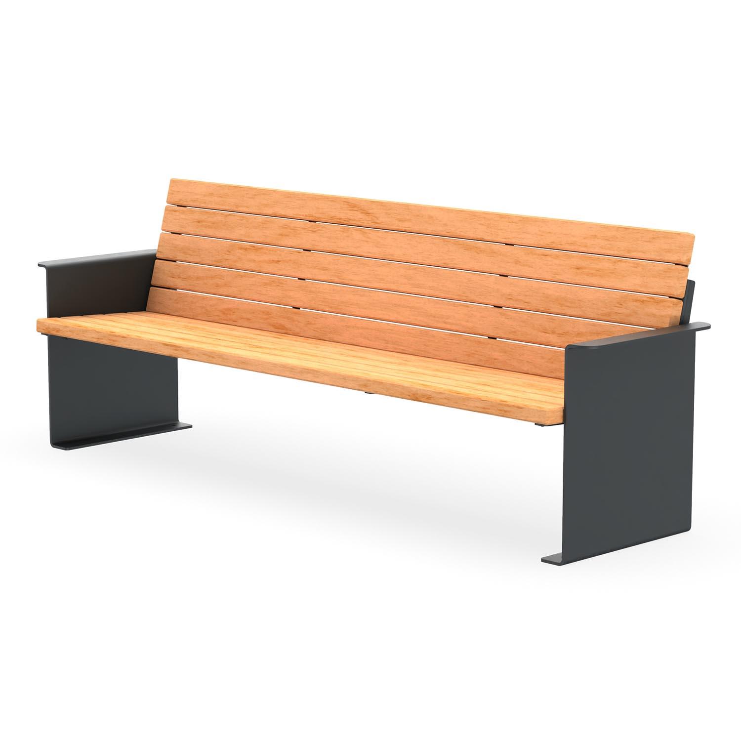 Parkbank NIZZA, Flachstahl, Sitzfläche und Rückenlehne aus Holz, verzinkt und farbbeschichtet, 4-Sitzer