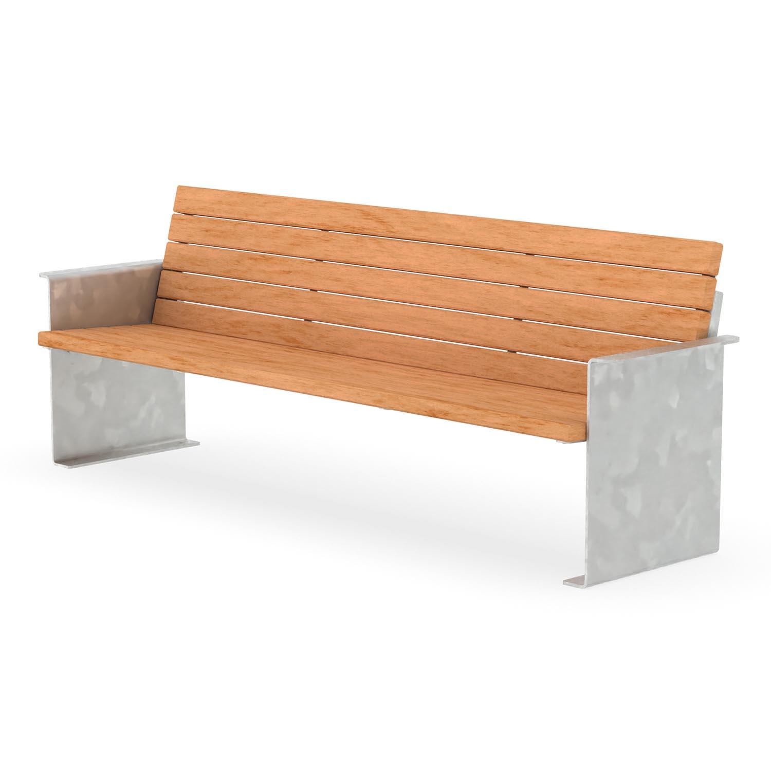 Parkbank NIZZA, Flachstahl, Sitzfläche und Rückenlehne aus Holz, verzinkt, 4-Sitzer