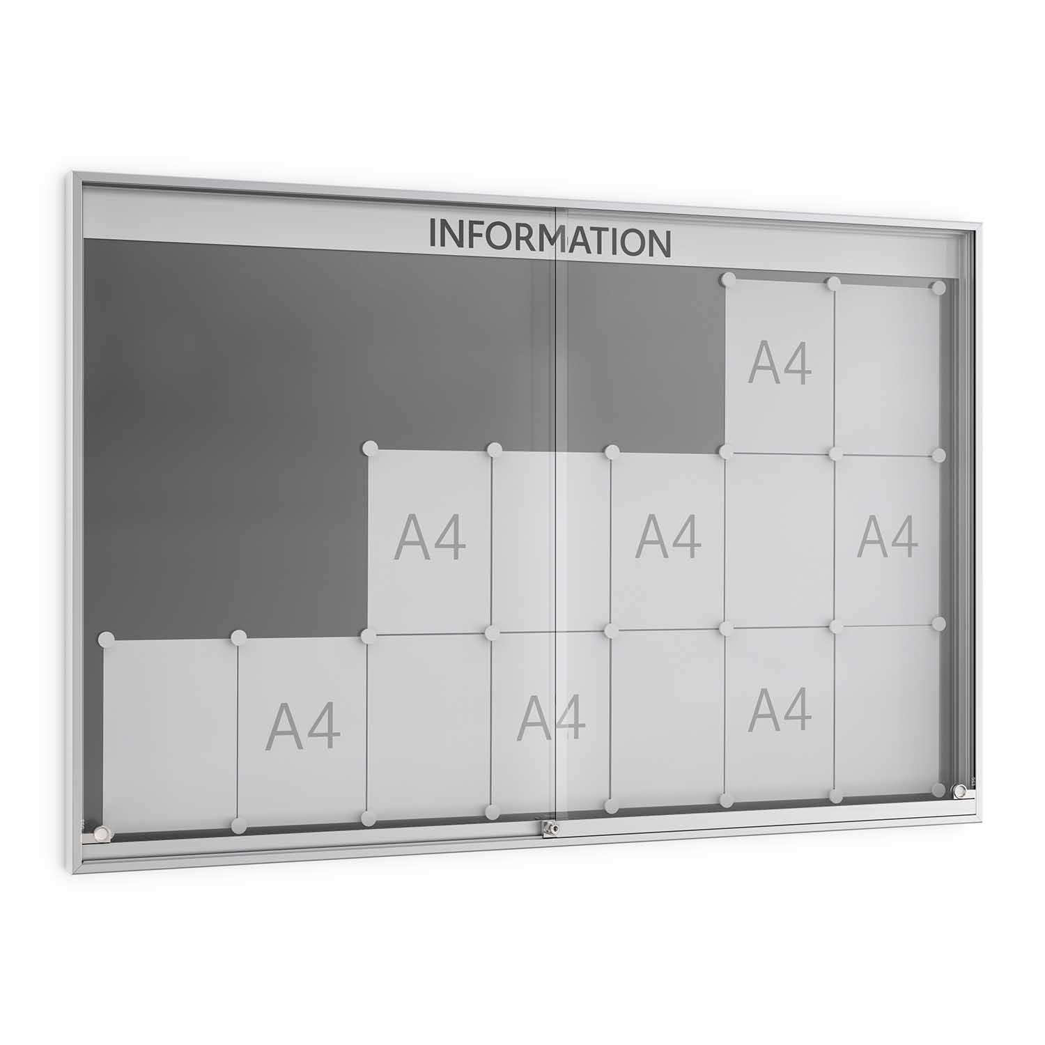 Schiebetür-Schaukasten PREMIUM aus Aluminium mit Schiebetüren aus ESG