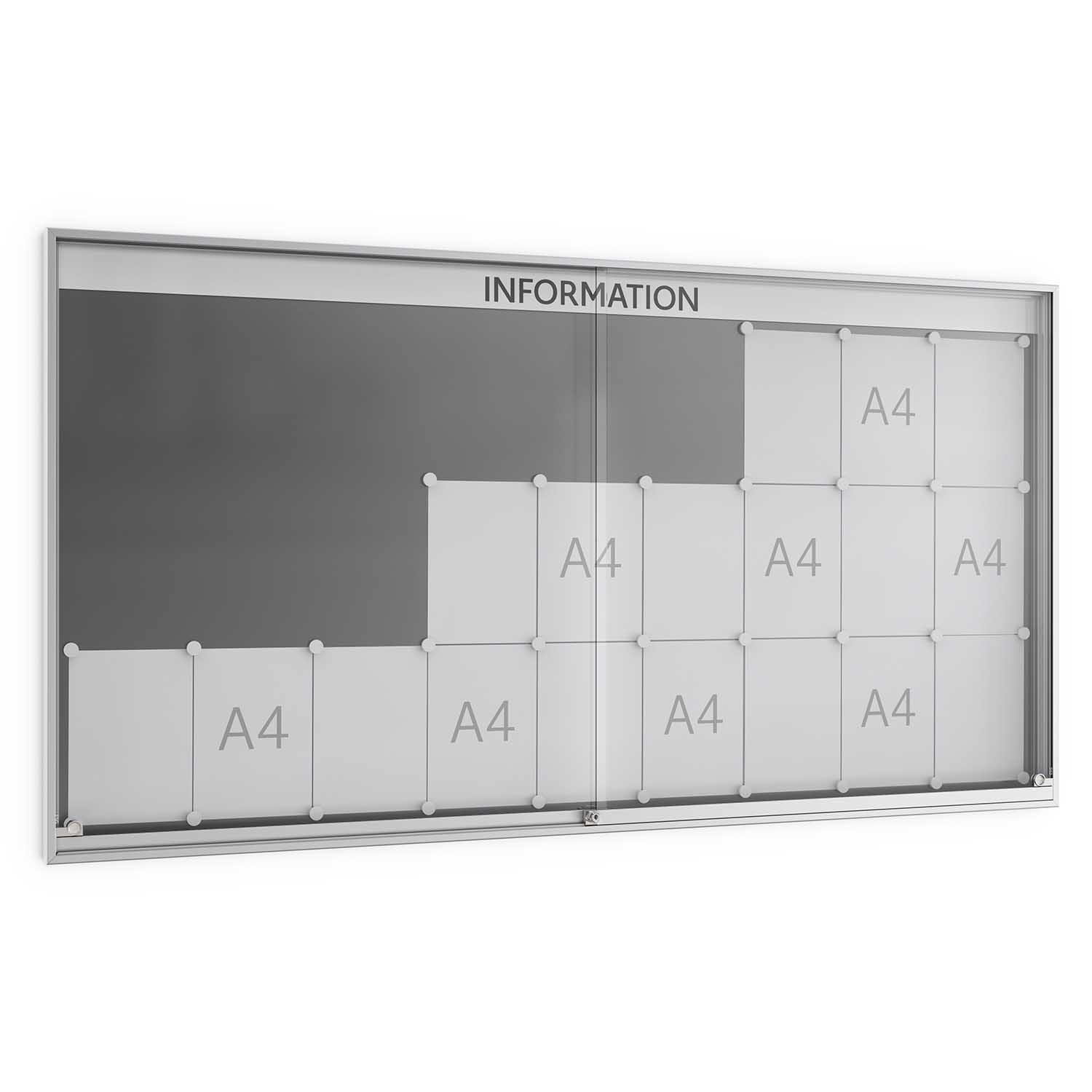 Schiebetür-Schaukasten PREMIUM aus Aluminium mit Schiebetüren aus ESG