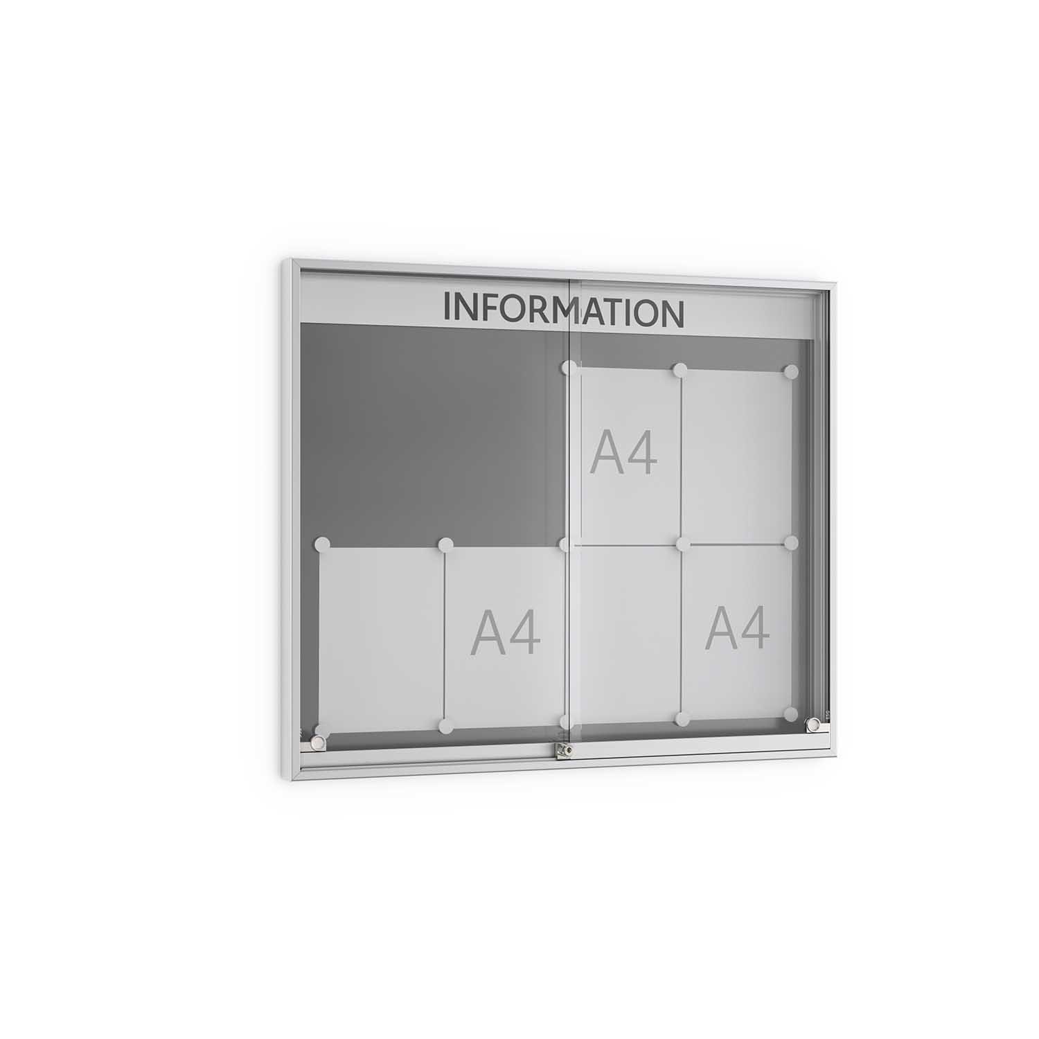 Schiebetür-Schaukasten PREMIUM aus Aluminium mit Schiebetüren aus ESG
