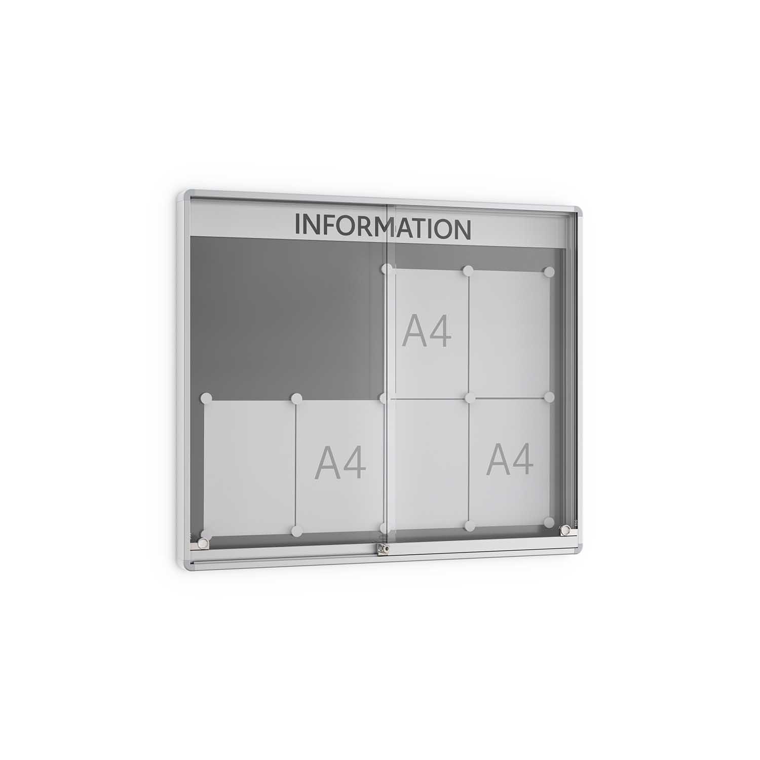 Schiebetür-Schaukasten PREMIUM ROUND aus Aluminium mit Schiebetüren aus ESG