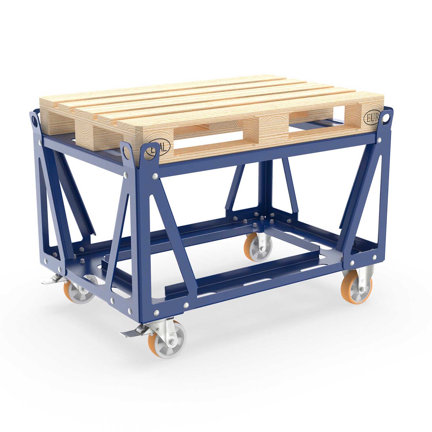 PW-1200x800 Palettenwagen HEAVY DUTY aus Stahl, für Euro-Paletten, 1270 x 870 x 860 mm