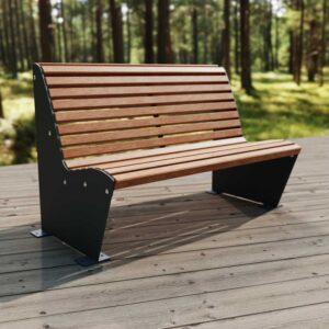 Parkbank ErgoSeat, Sitzfläche aus Holz, farbbeschichteter Stahl, 3-Sitzer
