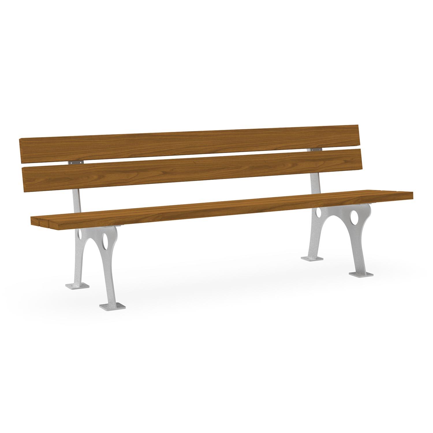 Parkbank, Gestell aus verzinktem Stahl, Sitzfläche und Rückenlehne aus Fichtenholz