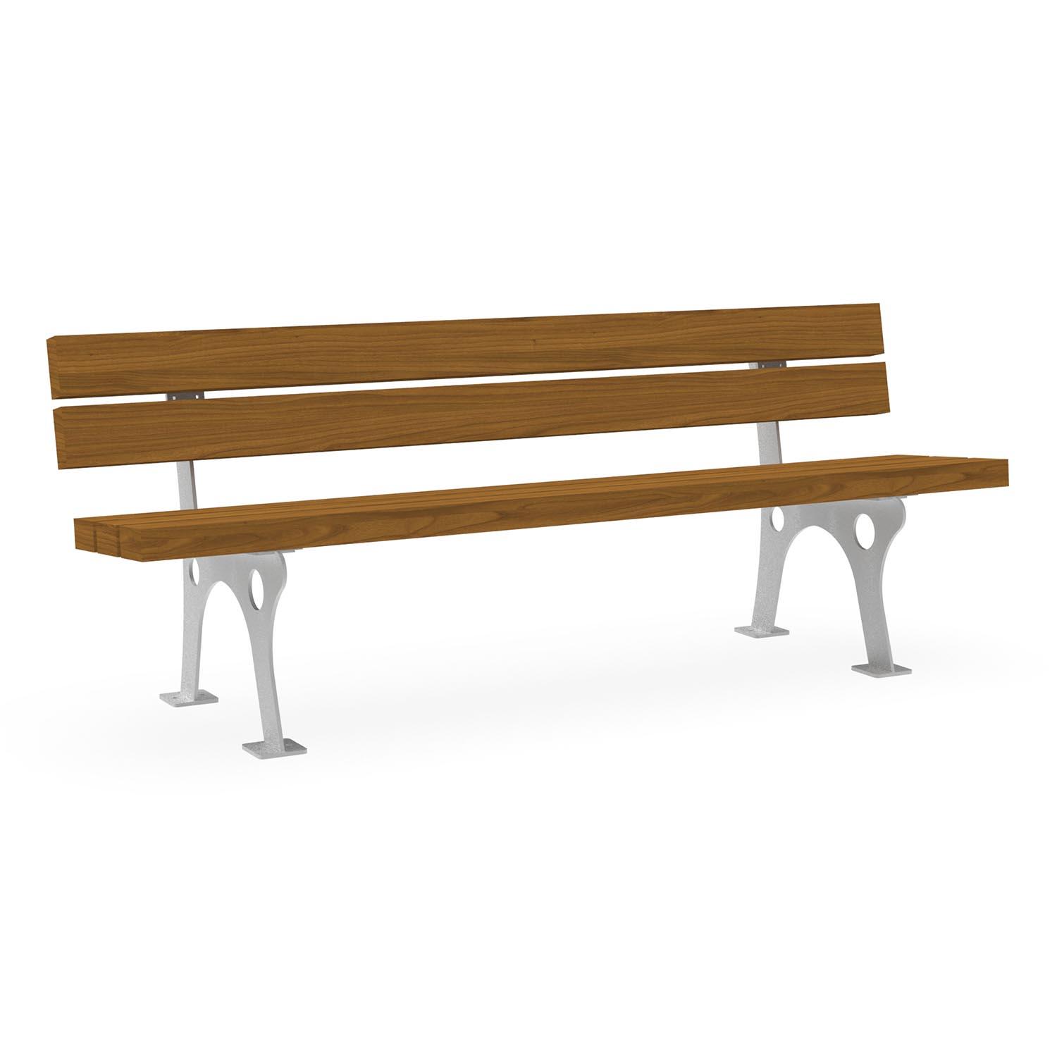 Parkbank, Gestell aus verzinktem Stahl, Sitzfläche und Rückenlehne aus Fichtenholz