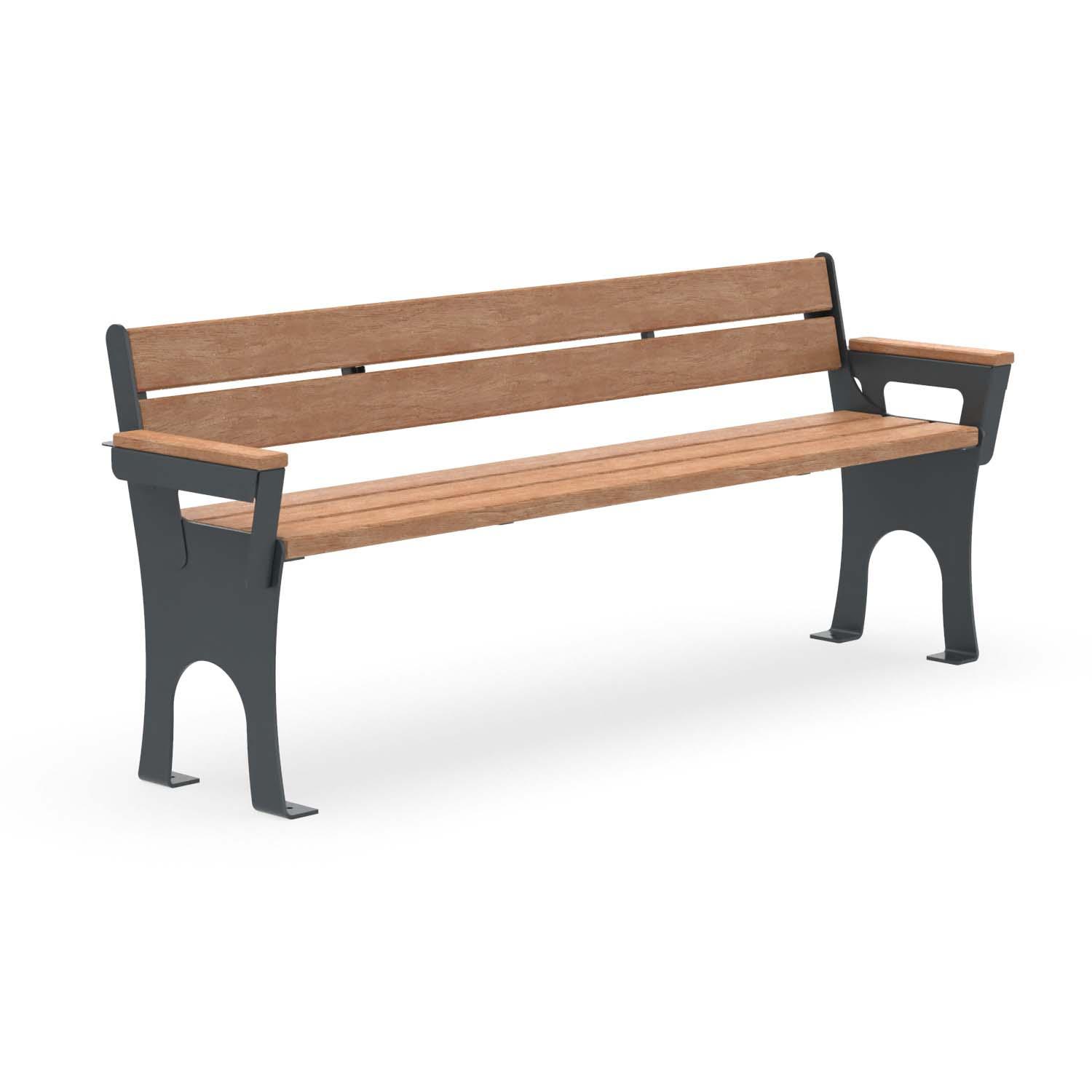 Seniorenbank CERANA, Flachstahl, Holz, verzinkt und farbbeschichtet, 4-Sitzer, mit Armlehnen