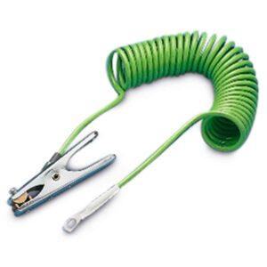 Spiralerdungskabel 3 Meter mit Edelstahl-Erdungszange 120 mm und Öse für 200 l Fässer, ATEX Erdungskabel Produktbild Spiralerdungskabel 3 Meter mit Stahl-Erdungszange und Öse