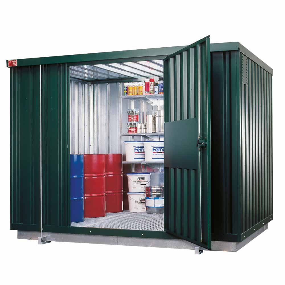 Gefahrstoffcontainer SMC31 aus Stahl, Auffangvolumen 1000 l, verzinkt und montiert