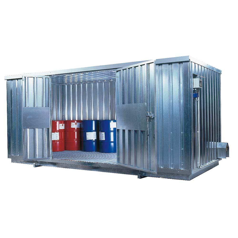 Gefahrstoffcontainer SMC51 aus Stahl, Auffangvolumen 1000 l, verzinkt und montiert