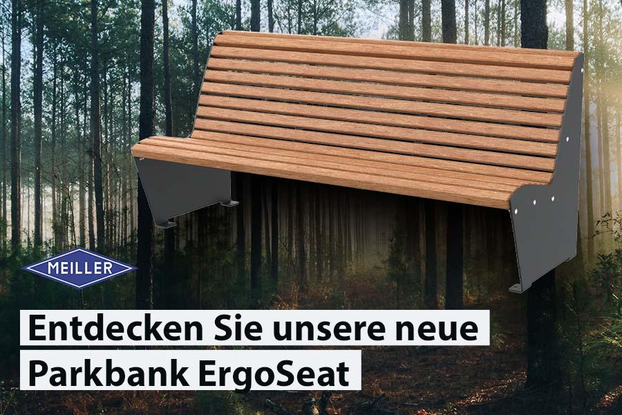Parkbank ErgoSeat, Sitzfläche aus Holz, farbbeschichteter Stahl, 3-Sitzer