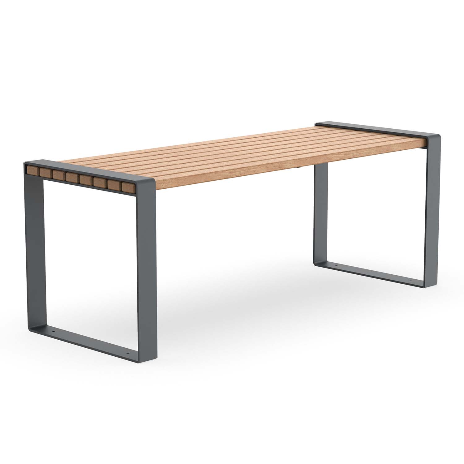 Tisch für Parkbank CONSOLA, Flachstahl, Tischfläche aus Holz, farbbeschichtet