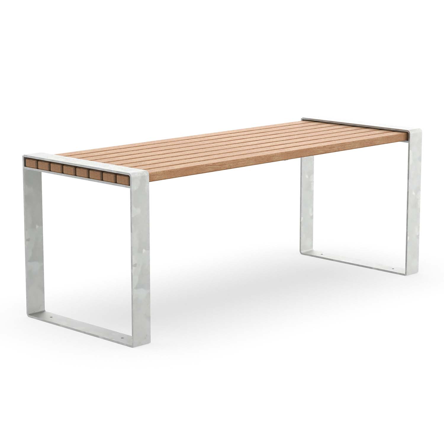 Tisch für Parkbank CONSOLA, Flachstahl, Tischfläche aus Holz, verzinkt