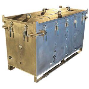 Sicherheits-Feindosierkanne, 2 Liter Sicherheitsbehälter Produktbild Prüfstandsbehälter 1000 aus Edelstahl für Lithium-Akkus, ohne Füllmaterial