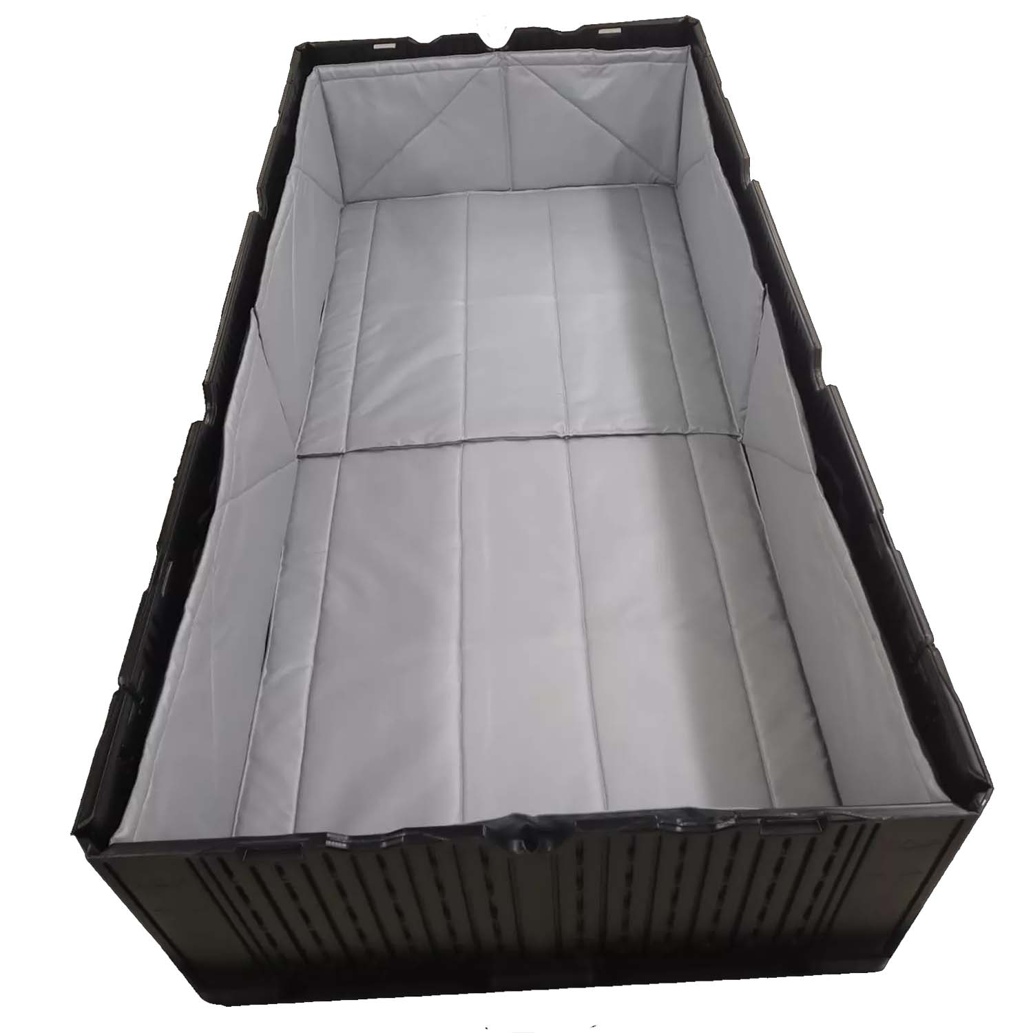 Transportbehälter Flex-Box 975 Premium aus Kunststoff für Lithium-Ionen-Batterien, VG II, faltbar, inkl. E-Glasfasermatte und Gewebekissen