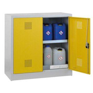 Umweltschrank aus Stahl mit Bodenauffangwanne à 30 l und 3 Wannenböden à 20 l, 1000 x 500 x 1000 mm