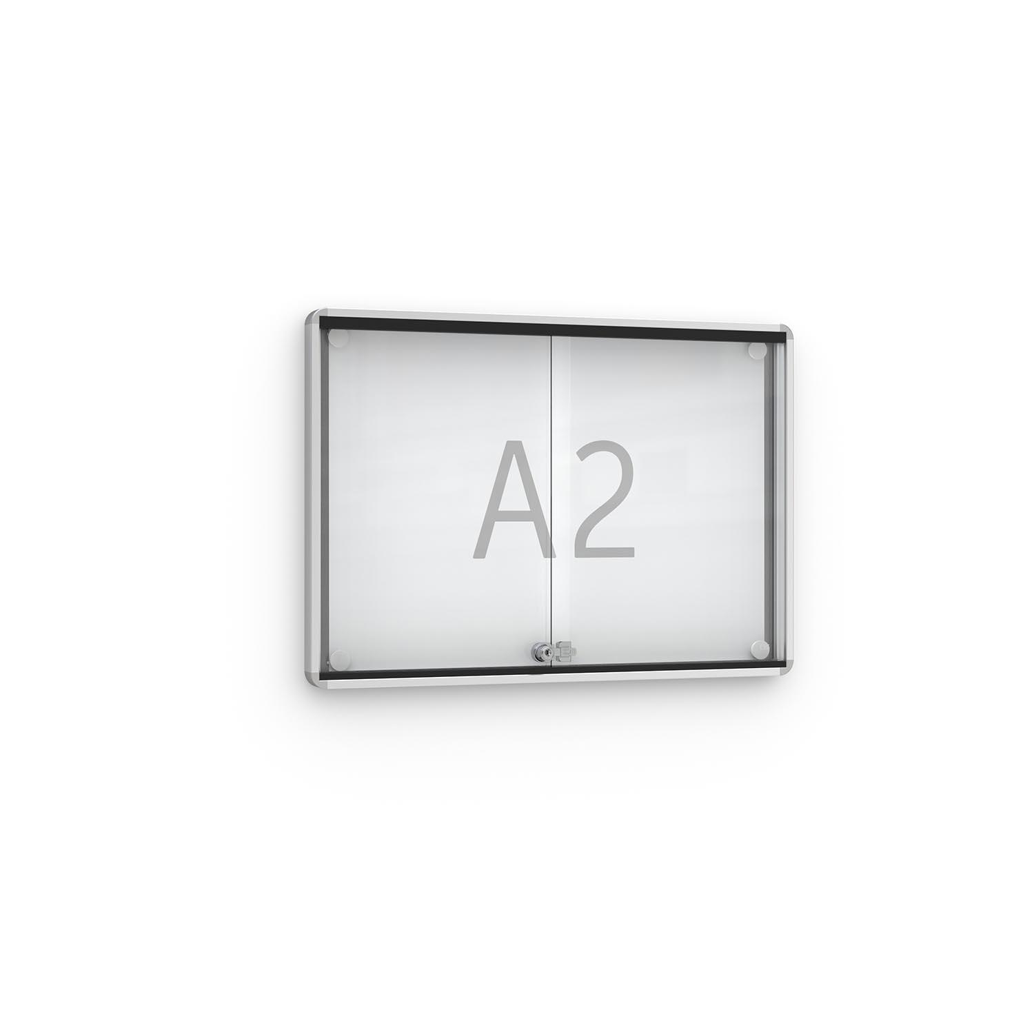 Schiebetür-Wandtafel WALLY ROUND aus Aluminium, extraflach