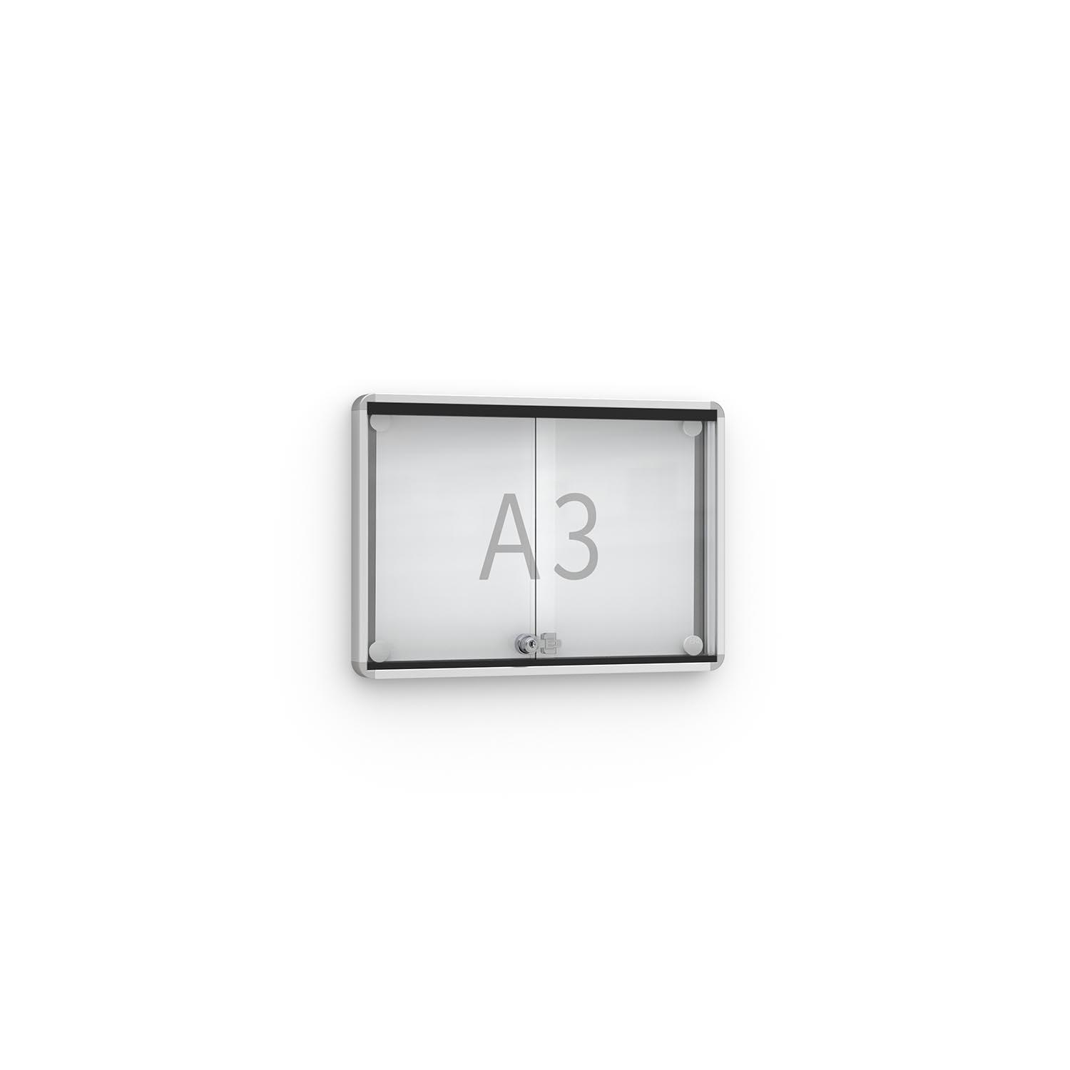 Schiebetür-Wandtafel WALLY ROUND aus Aluminium, extraflach