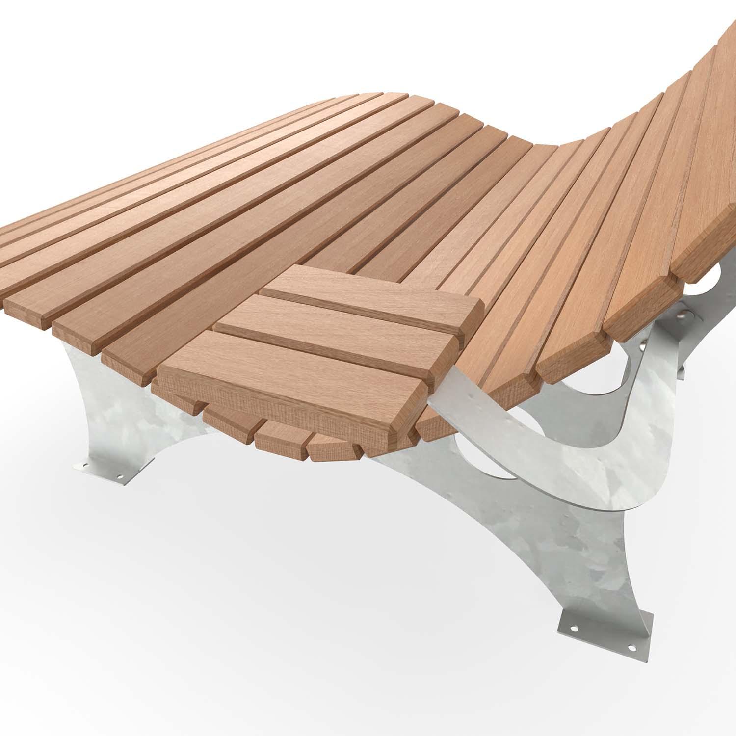 Seitentisch für Waldsofa, aus Stahl, verzinkt, mit Holzauflagen aus Lärche, starr