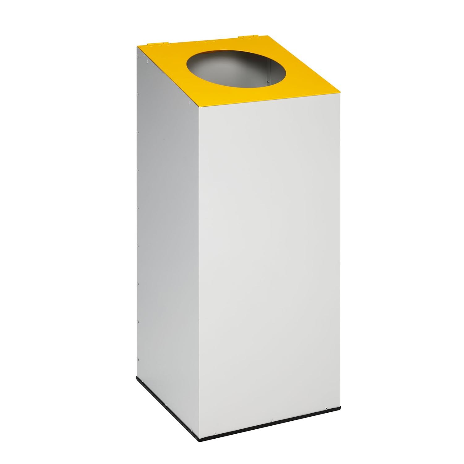 Wertstoffsammelbehälter aus Stahl, Volumen 100 l, Kopfteil klappbar, runde Einwurföffnung Wertstoffsammler Produktbild Wertstoffsammelbehälter aus Stahl, Volumen 100 l, Kopfteil klappbar, runde Einwurföffnung