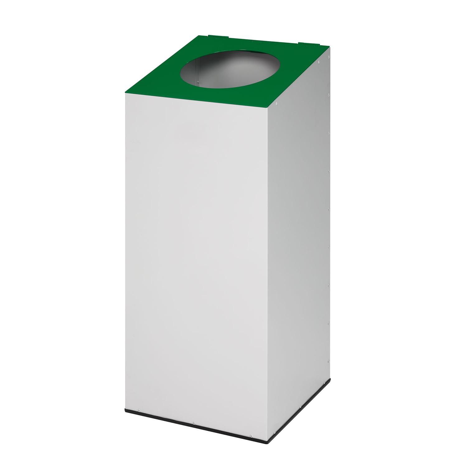 Wertstoffsammelbehälter aus Stahl, Volumen 100 l, Kopfteil klappbar, runde Einwurföffnung Wertstoffsammler Produktbild Wertstoffsammelbehälter aus Stahl, Volumen 100 l, Kopfteil klappbar, runde Einwurföffnung