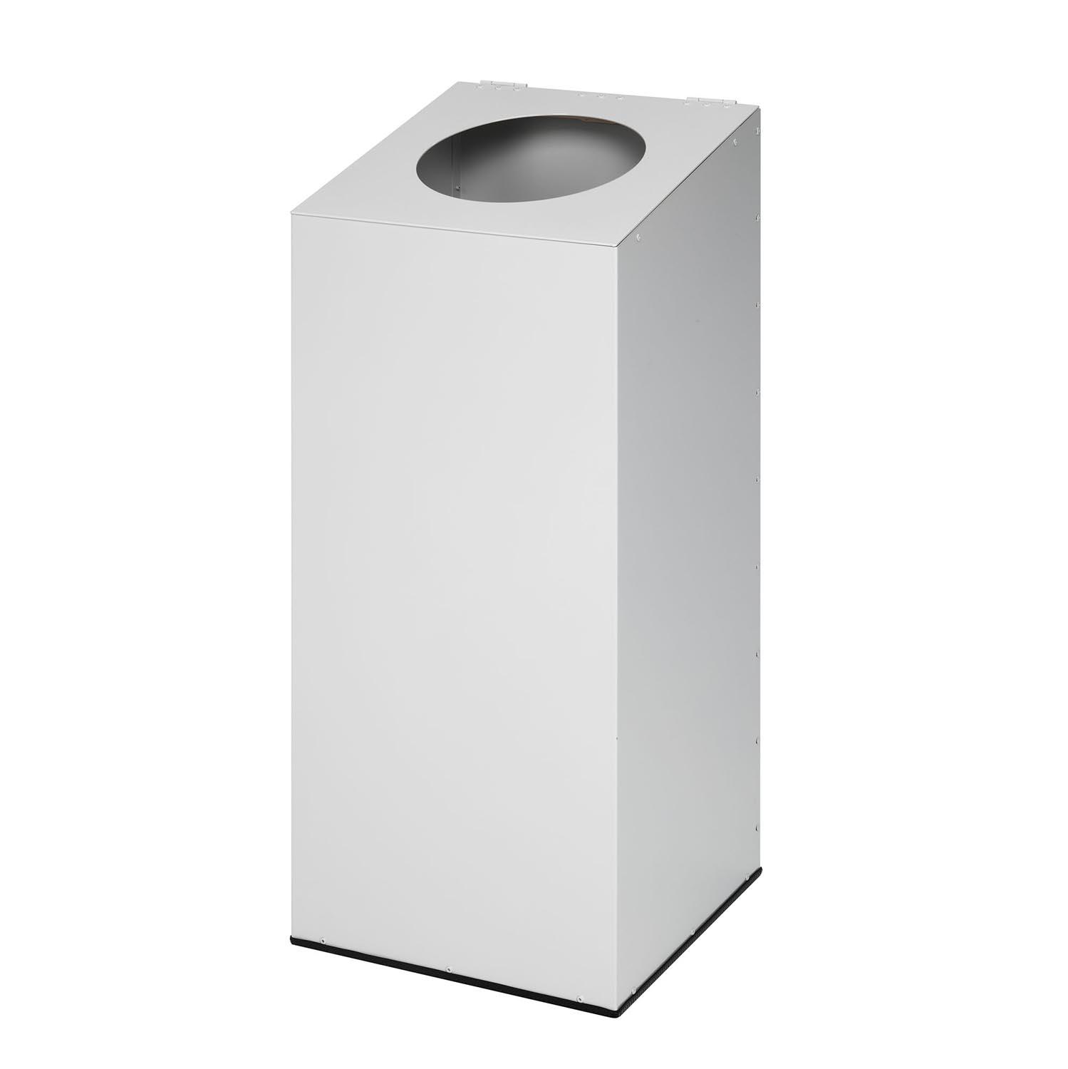 Wertstoffsammelbehälter aus Stahl, Volumen 100 l, Kopfteil klappbar, runde Einwurföffnung