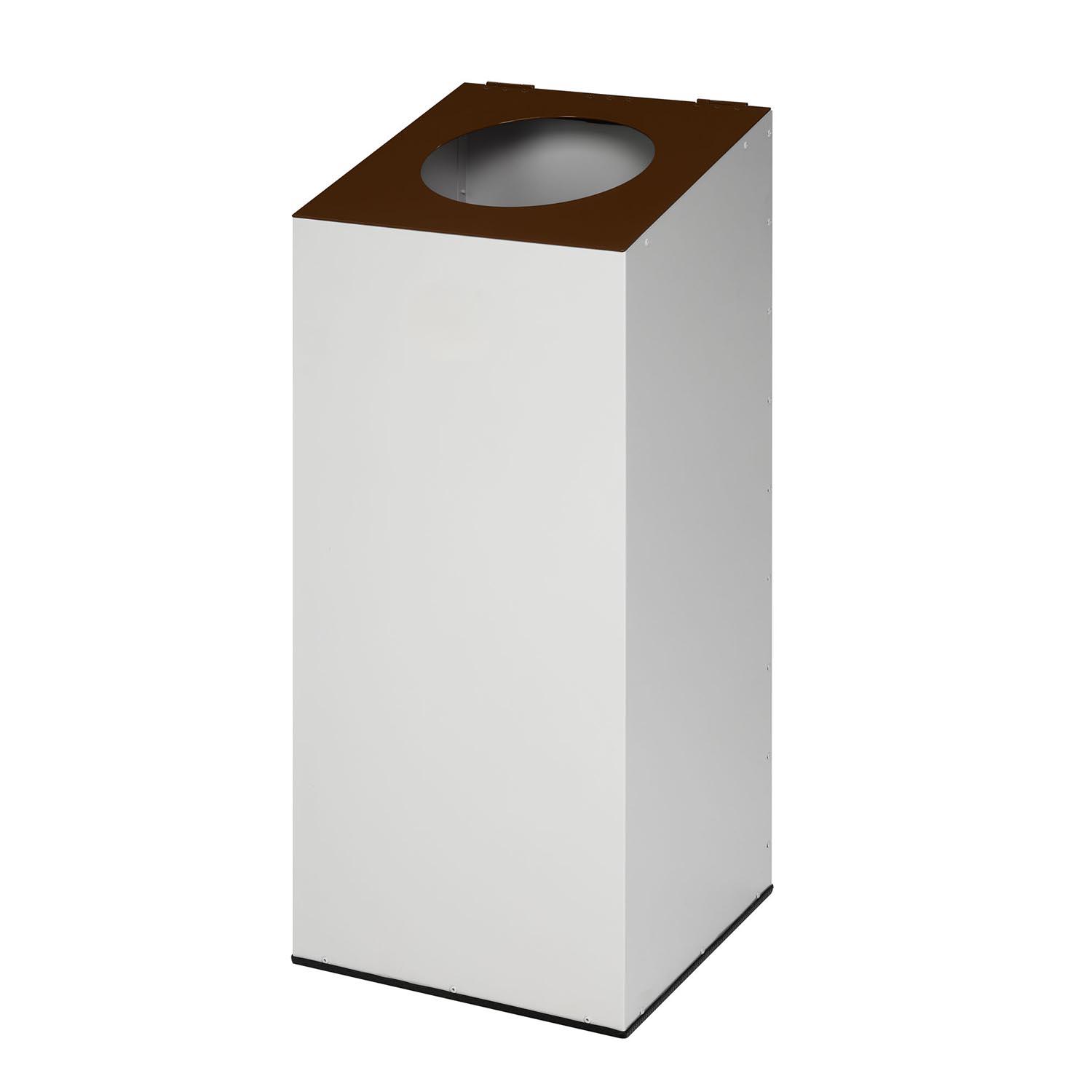 Wertstoffsammelbehälter aus Stahl, Volumen 100 l, Kopfteil klappbar, runde Einwurföffnung Wertstoffsammler Produktbild Wertstoffsammelbehälter aus Stahl, Volumen 100 l, Kopfteil klappbar, runde Einwurföffnung